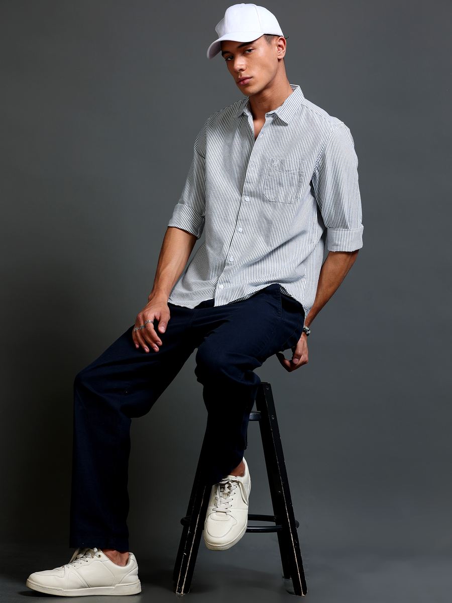 King Pinstripe Shirt, Grey